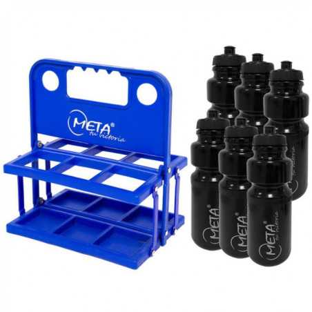 PACK 6 BOTELLAS + BOTELLERO AZUL