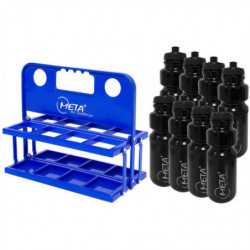 PACK 8 BOTELLAS + BOTELLERO AZUL