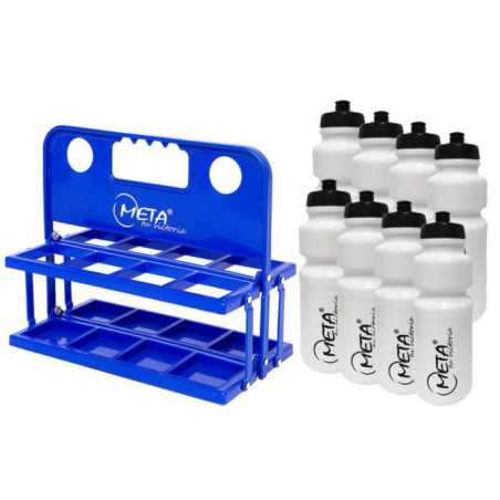 PACK 8 BOTELLAS + BOTELLERO AZUL