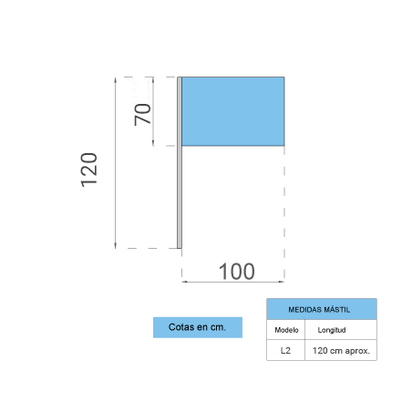 BANDERA PERSONALIZA CON MASTIL  70 X 100