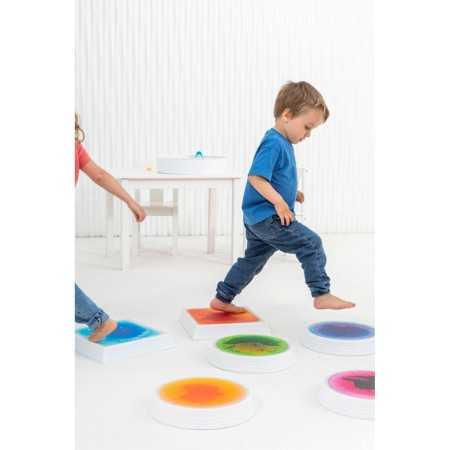 BASES CUADRADAS CON LIQUIDO E ILUMINACION LED - 6 UNIDADES