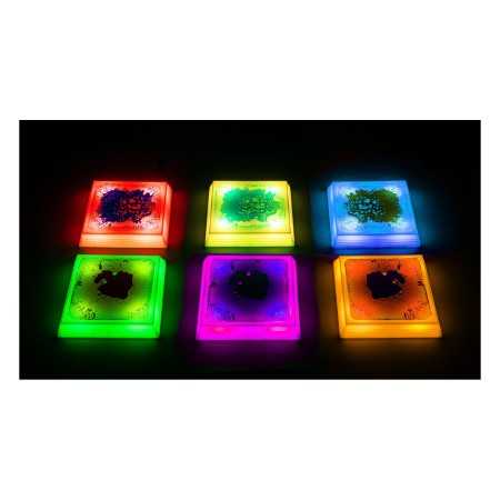 BASES CUADRADAS CON LIQUIDO E ILUMINACION LED - 6 UNIDADES