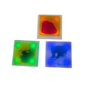 BASES CUADRADAS CON LIQUIDO E ILUMINACION LED - 3 UNIDADES