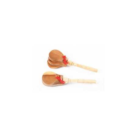 CASTAÑUELAS DE MADERA CON MANGO