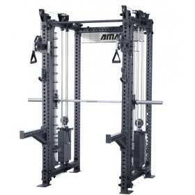 JAULA MULTIFUNCIONAL PROFESIONAL. POWER RACK + SMITH + DOBLE POLEA PRO SERIES