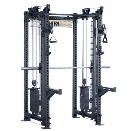 JAULA MULTIFUNCIONAL PROFESIONAL. POWER RACK + SMITH + DOBLE POLEA PRO SERIES